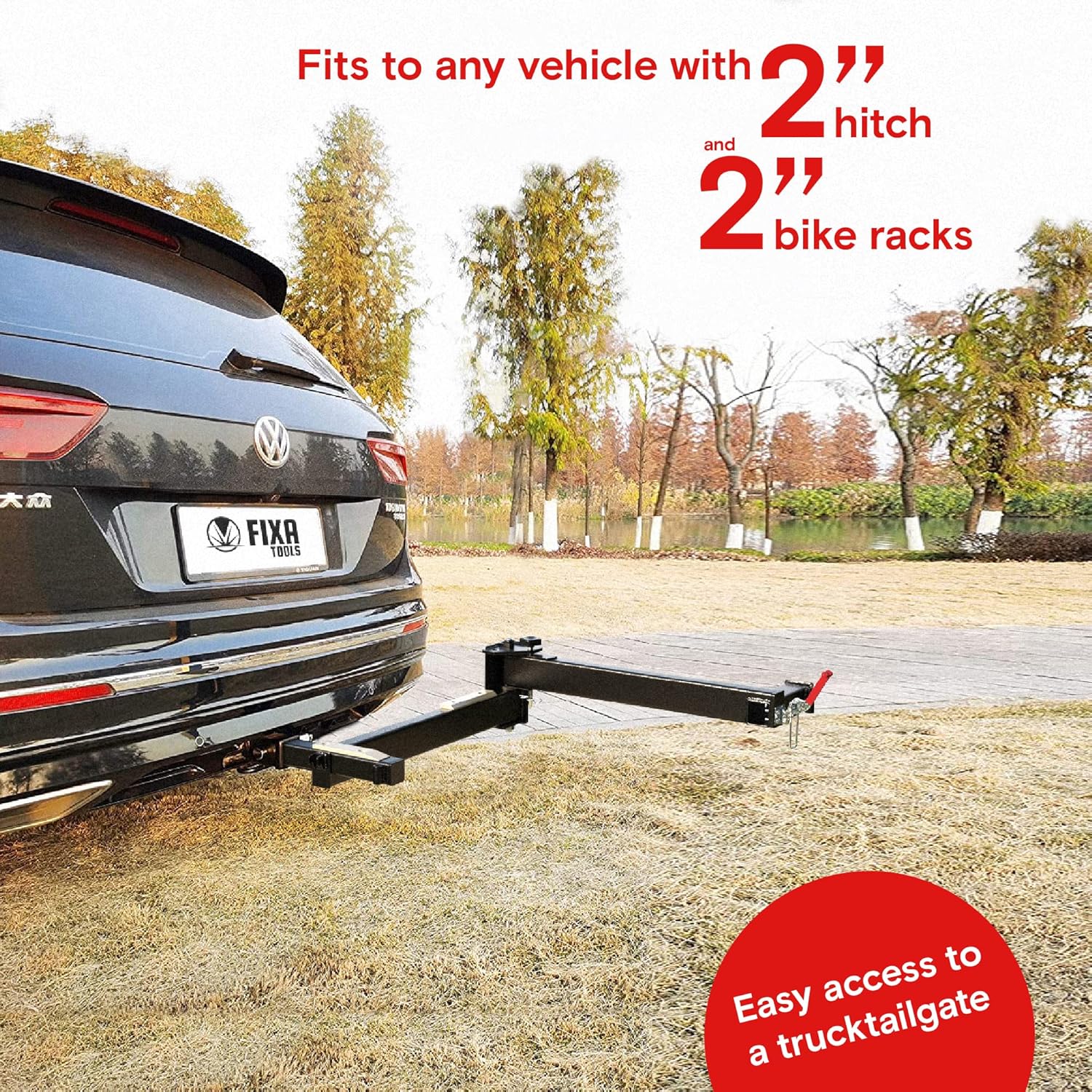 Swing-Away Bike Rack Adapter for 2” Hitch Receivers Bike Carrier Pivoting Arm Easy Access to Tailgate