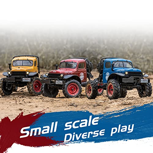 EAZYRC x FMS 1/24 Power Wagon 4WD RC Crawler RTR Truck RC Car for Sandland Desert Dirt Road for Men Boys with Battery , LED Light ,Transmission and USB Charger (Yellow)