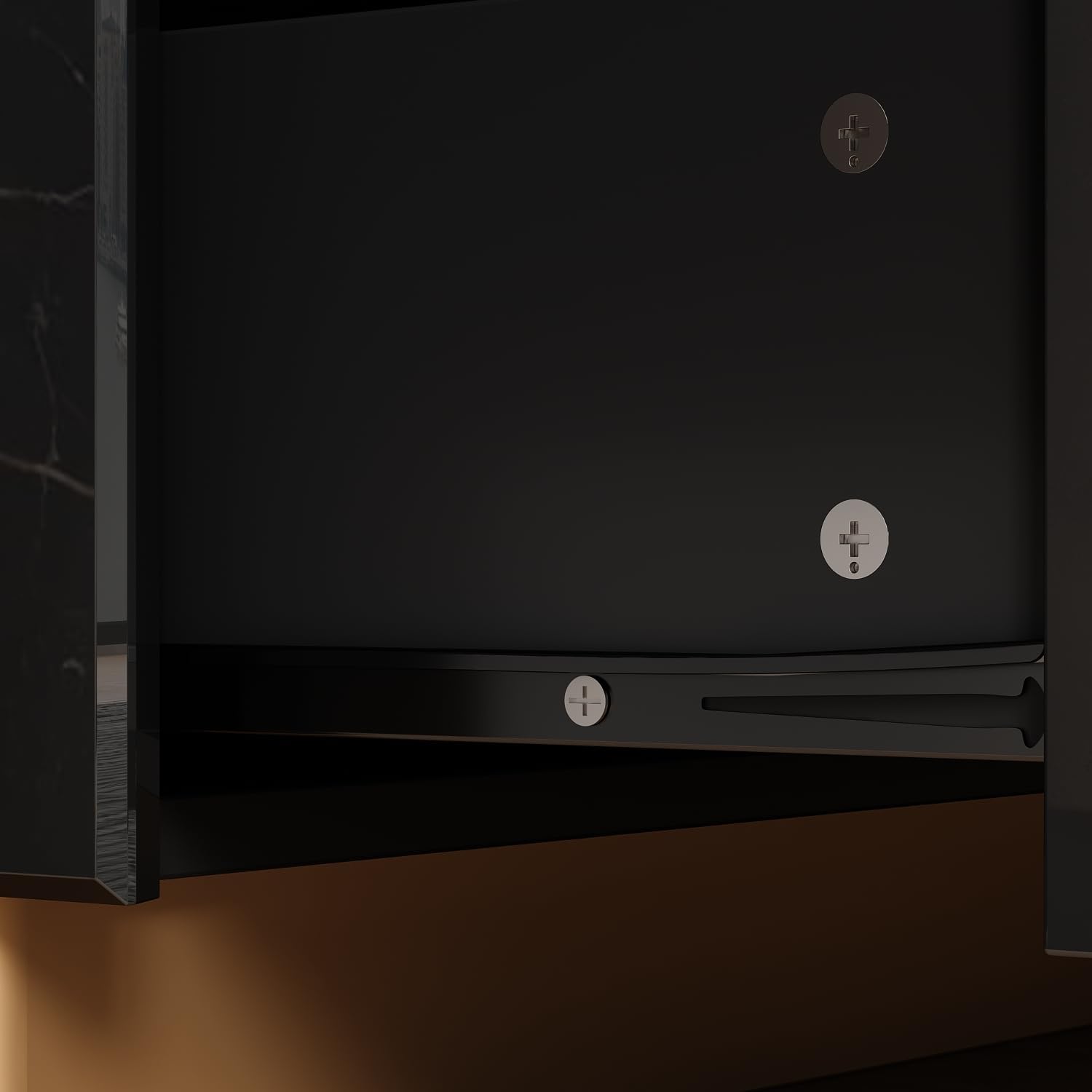 MOUMON High Gloss 6 Drawer Dresser, Modern Contemporary Chest of Drawers with Glossy Finish, Double Dresser with 6 Drawers, Champagne Gold Handles, 15.7”D x 55.1”W x 31.5”H, Black