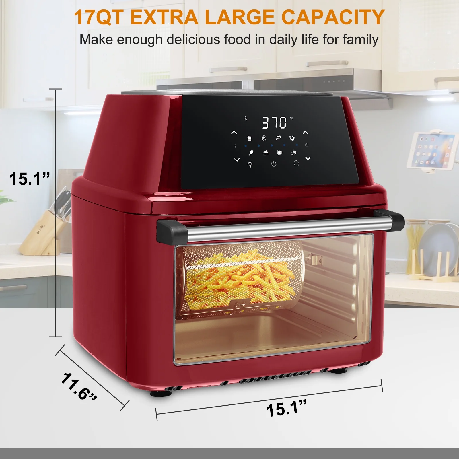 Ktaxon 16.91Qt 8-in-1 Air Fryer Oven 1800W Large Air Fryers, ETL Certified