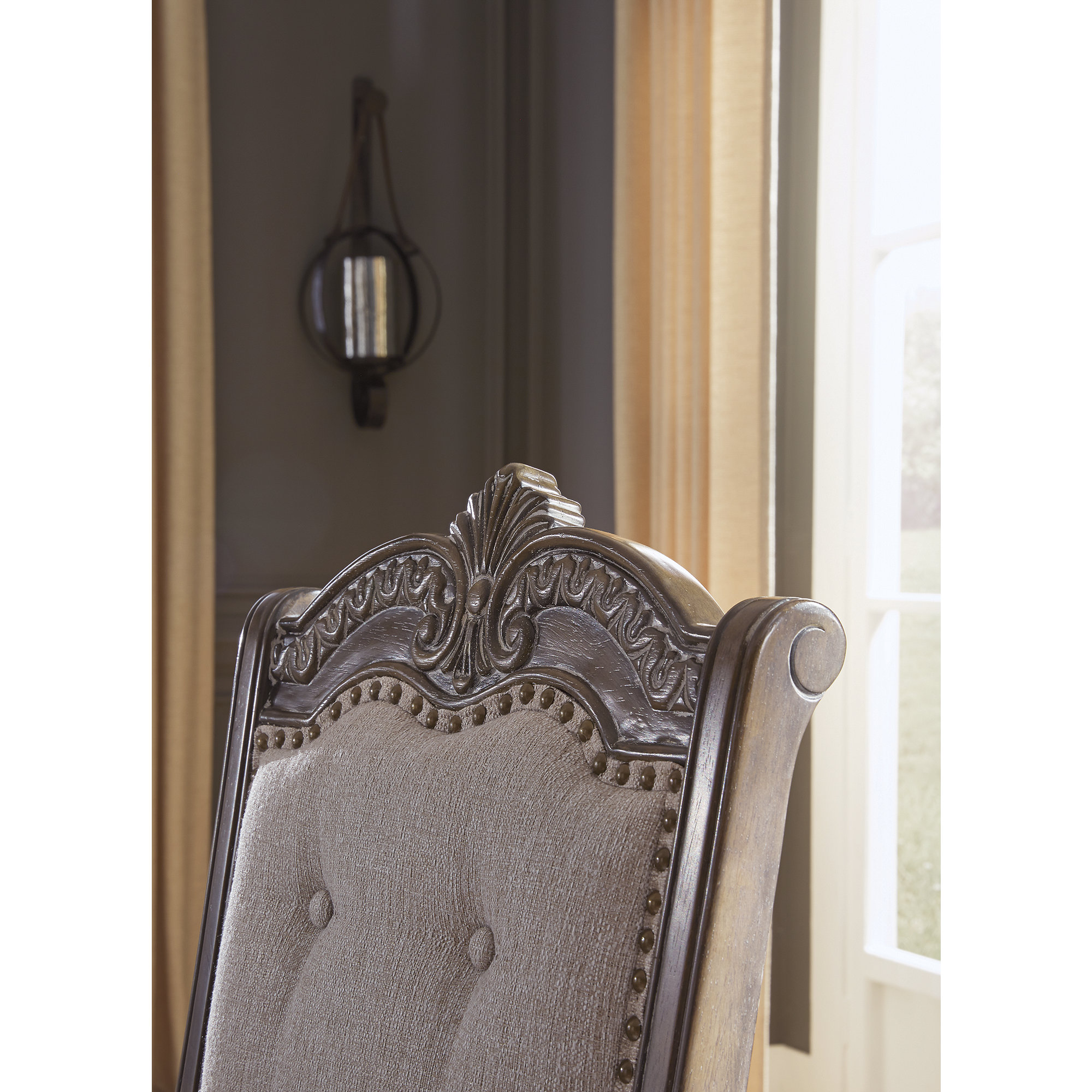 Signature Design by Ashley Charmond Antique Upholstered Dining Chair, Set of 2, Brown
