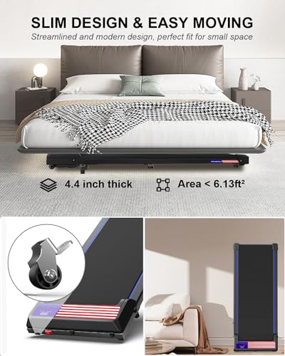 Walking Pad Under Desk Treadmill with Incline for Home and Office,Remote Control LED Display 3 in 1 Portable Mini Walking Jogging Machine
