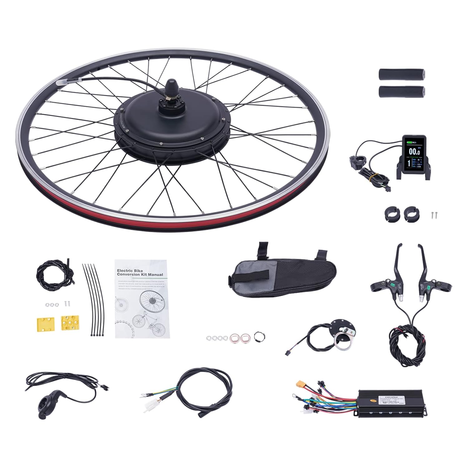48V 1000W Electric Bicycle Motor Kit Brushless Front Hub Motor Conversion Kits DIY Ebike 700C 45-55km/h Motor Bike Kit with Display for Sports Outdoors