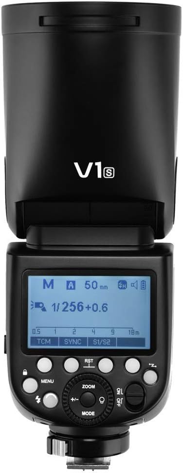 Godox V1-S Camera Flash Godox Flash Speedlite Off Camera Flash Round Head Flash for Sony DSLR Camera 1/8000 HSS, 480 Full Power Shots, 1.5 sec. Recycle Time,Rechargeable 2600mAh Li-ion Battery