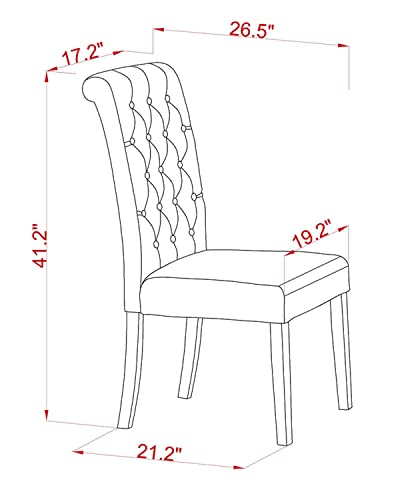 East West Furniture BRP2T02 Parsons Dining Button Tufted Nailhead Trim Light Beige Fabric Upholstered Chairs, Set of 2, Linen White