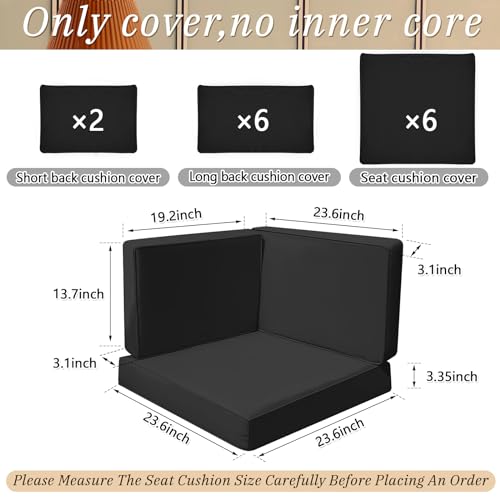 Patelai 14 Pieces Outdoor Cushion Slipcovers Outdoor Patio Cushion Covers Replacement Outdoor Sectional Cushion Covers Seat Cushion Coves for Outdoor Patio Furniture, Covers Only (Beige)