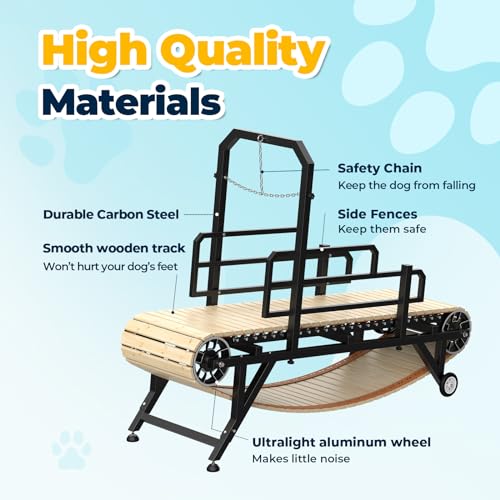 75 Large Dog Treadmill for Dogs, 4 Level Adjustable Ramp Canine Slat Mill for Dog, Easy to Move Doggy Treadmill for Indoor & Outdoor, Up to 440LBS