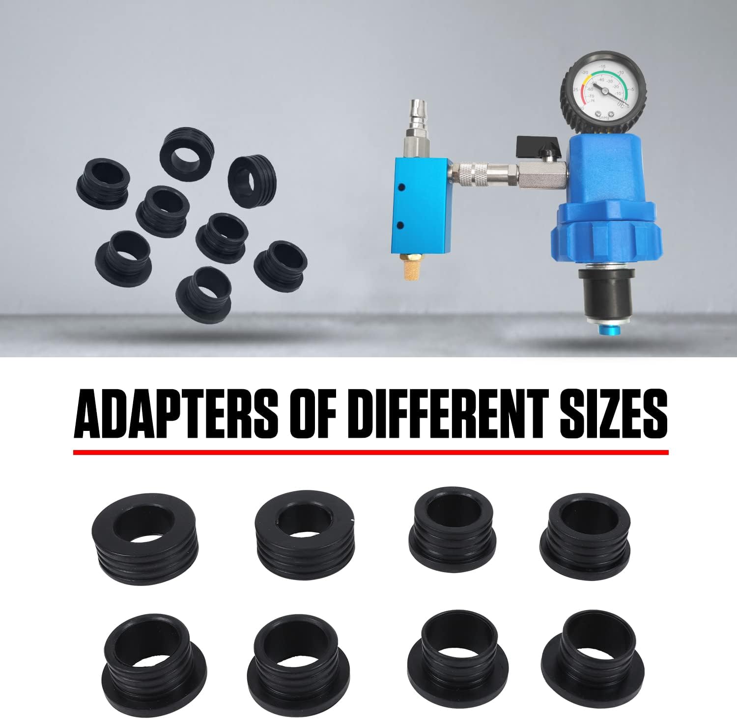 Car Coolant Refill Tool with 8 Adapter Sleeves, Vacuum Type Cooling System Filler Kit with a Pressure Gauge, Water Antifreeze Changer for Car SUV Van Truck
