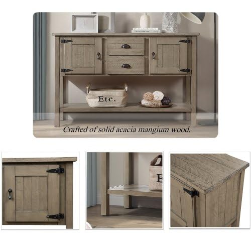 48'' Sideboard Buffet with Storage, Entryway Table with Storage, with 2 Drawers 2 Cabinets and Lower Shelf, Wooden Coffee Bar Cabinet Buffet for Kitchen Dining Room (Antique White)