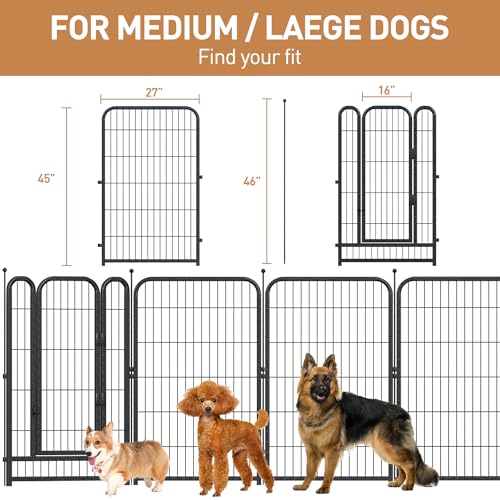 Metal Dog Playpen, 40 Inch Height 16 Panels, Large Dog Fence for Large/Medium/Small Dogs Indoor & Outdoor Bliss, Perfect Dog Pen for Camping, Yard, and RV | Black-Silver