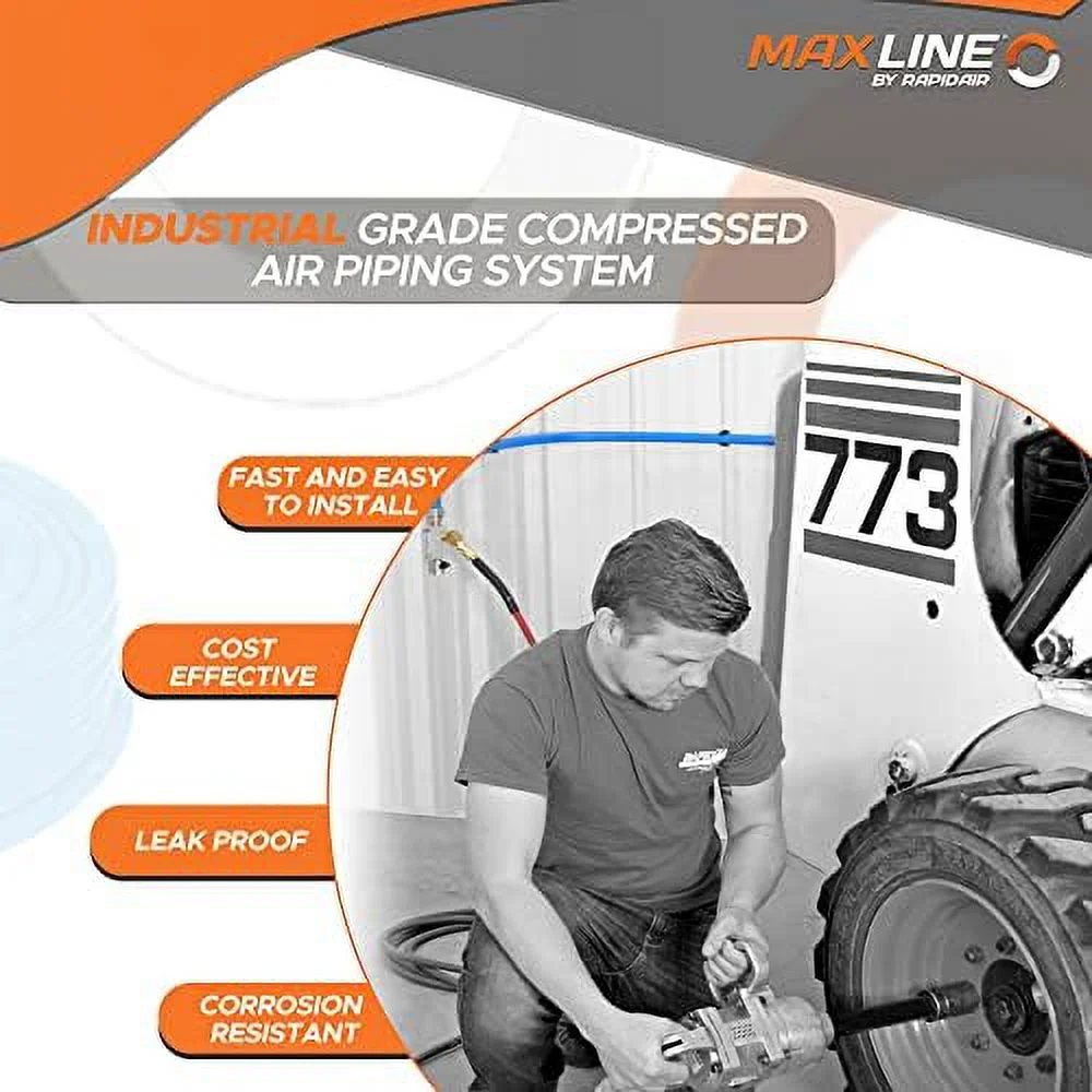 Pressured Leak-Proof Easy To Install Air Compressor Accessories Kit Piping System | 1/2 Inch X 100 Feet HDPE-Aluminum | Connects W/ Any Air Compressor Hose | 100 PSI | 35 Pieces | M3800.