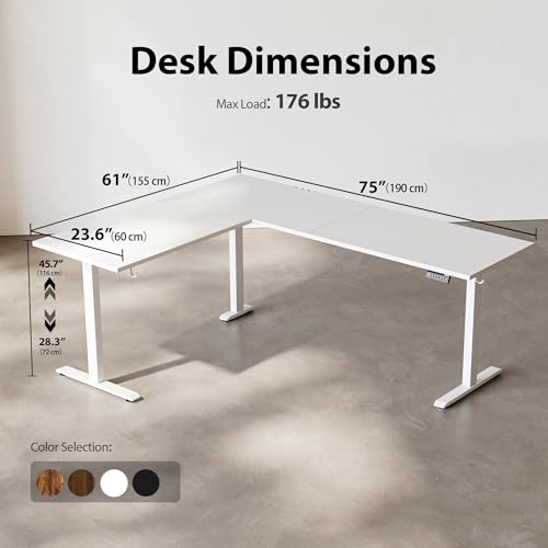 Agilestic L Shaped Electric Standing Desk with 2 Drawers, 63 Inch Ergonomic Adjustable Height Desk with Storage, Corner Desk Sit Stand up Computer Table for Work Office Home, Rustic Brown