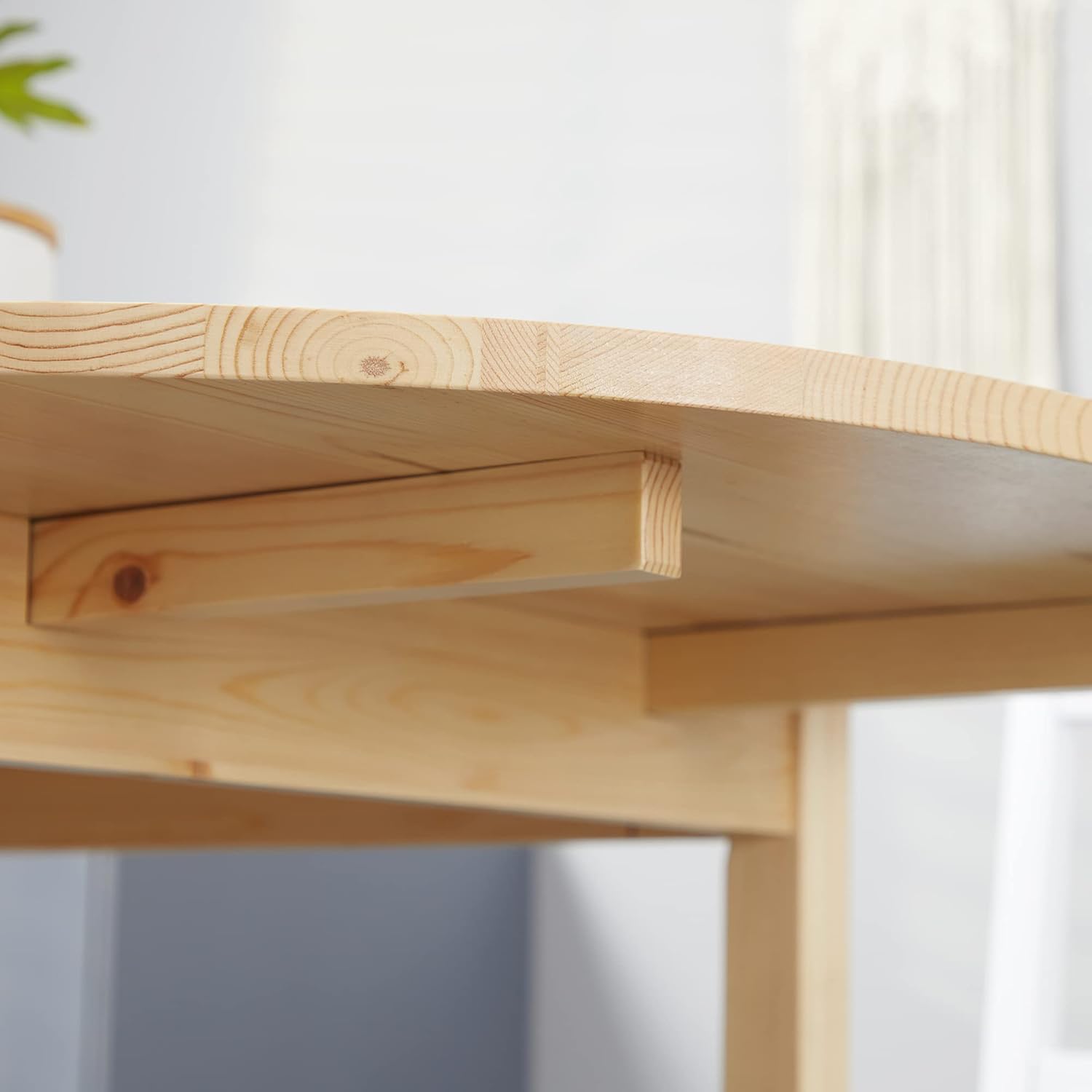 55" Solid Wood Kitchen Table, Drop Leaf Tables for Small Spaces, Folding Dining Table, Natural