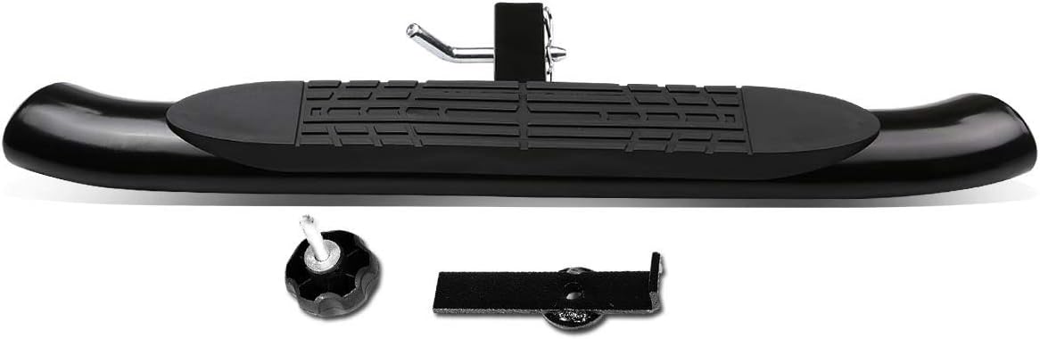 Kasei 4'' Oval Hitch Step Rear Bumper Guard Compatible with Universal Fits 2in Hitch Receiver Black Chrome Stainless Steel Bars Side Steps Low Door Off Road SUV Pick up cab 36OVS