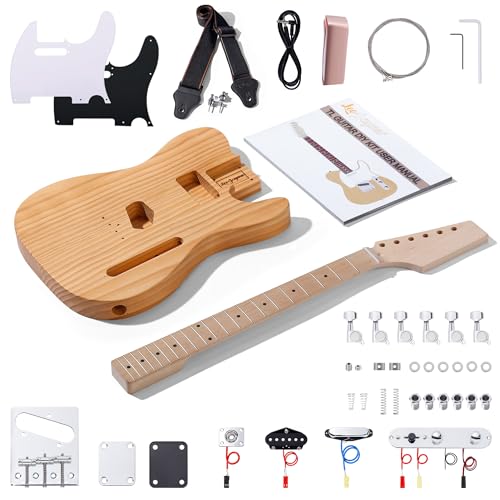 Leo Jaymz DIY Single Cut Electric Guitar Kits with Mahogany Body and Neck - Rosewood Fingerboard and All Components Included (LP Hollow)