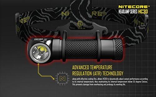 Nitecore Hc30 1000 Lumens Rechargeable LED Headlamp with 2 x 2300 mAh 18650 Batteries, I2 Smart Charger, Car AC Adapter, and Lum