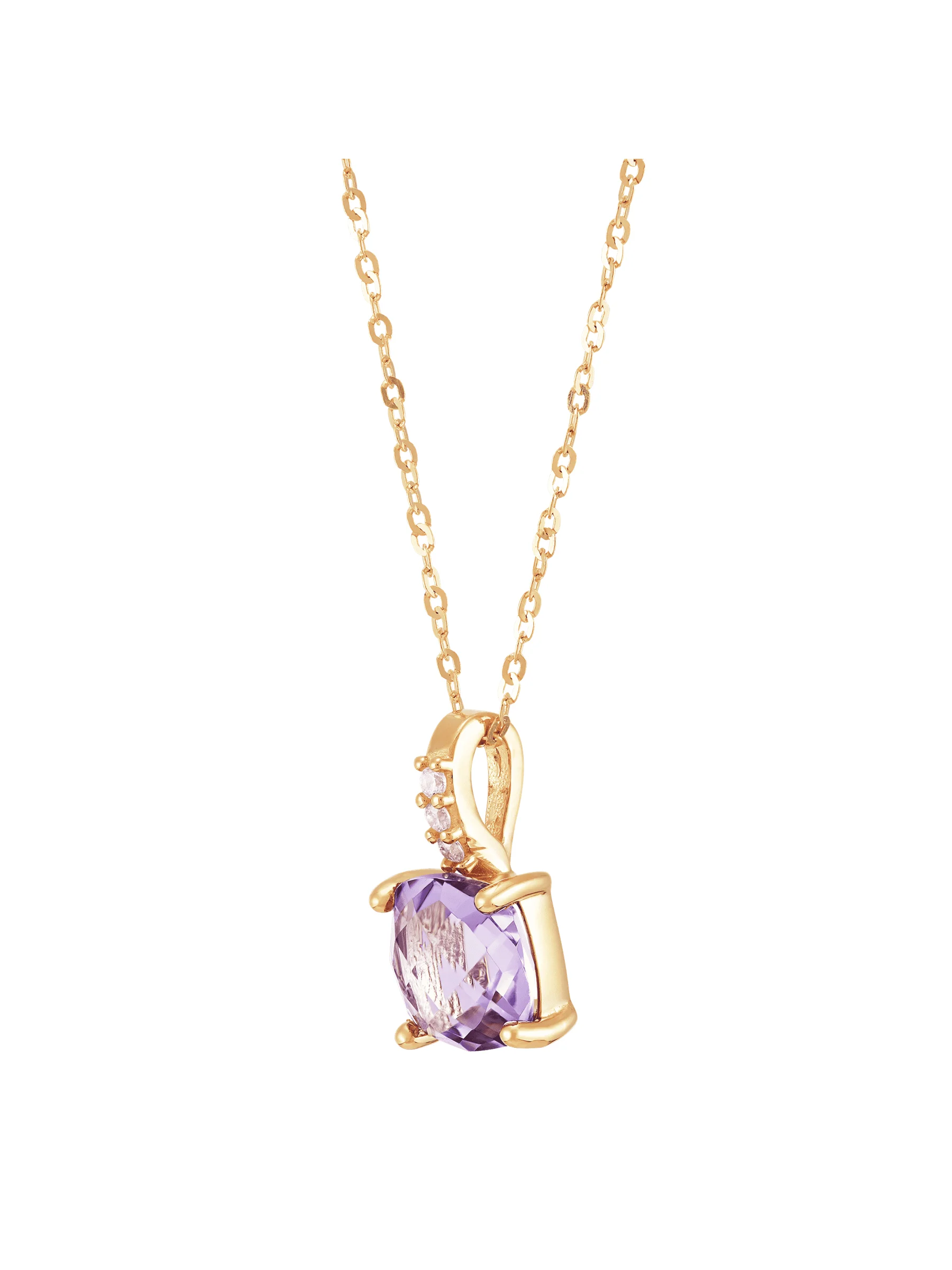 Women's Welry Amethyst and Cubic Zirconia Pendant Necklace in 14kt Yellow Gold, 18"