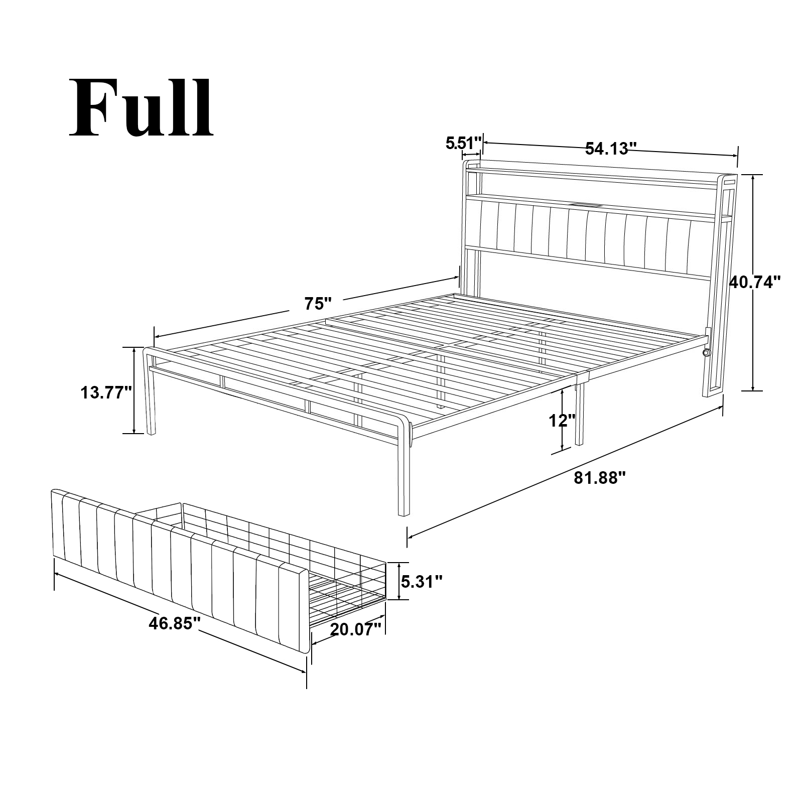 LoVinson Full Bed Frame with Storage Headboard and LED Sensor Lights, Upholstered Headboard with Charging Station, Metal Platform Bed with Drawers, Non-Slip, Noise-Free, Easy Assembly, Black