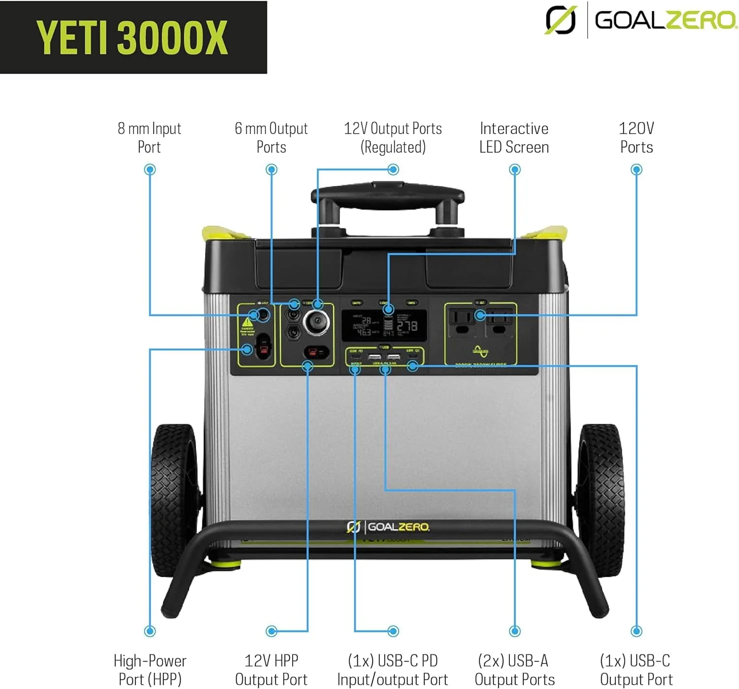 Goal Zero Yeti 3000X Portable Power Station 3032Wh Lithium Battery Generator 2000 Watt AC Inverter Home Backup