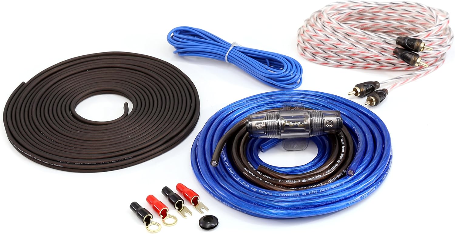 KnuKonceptz Bassik 4 Gauge Complete Amplifier Installation Amp Wiring Kit with RCA