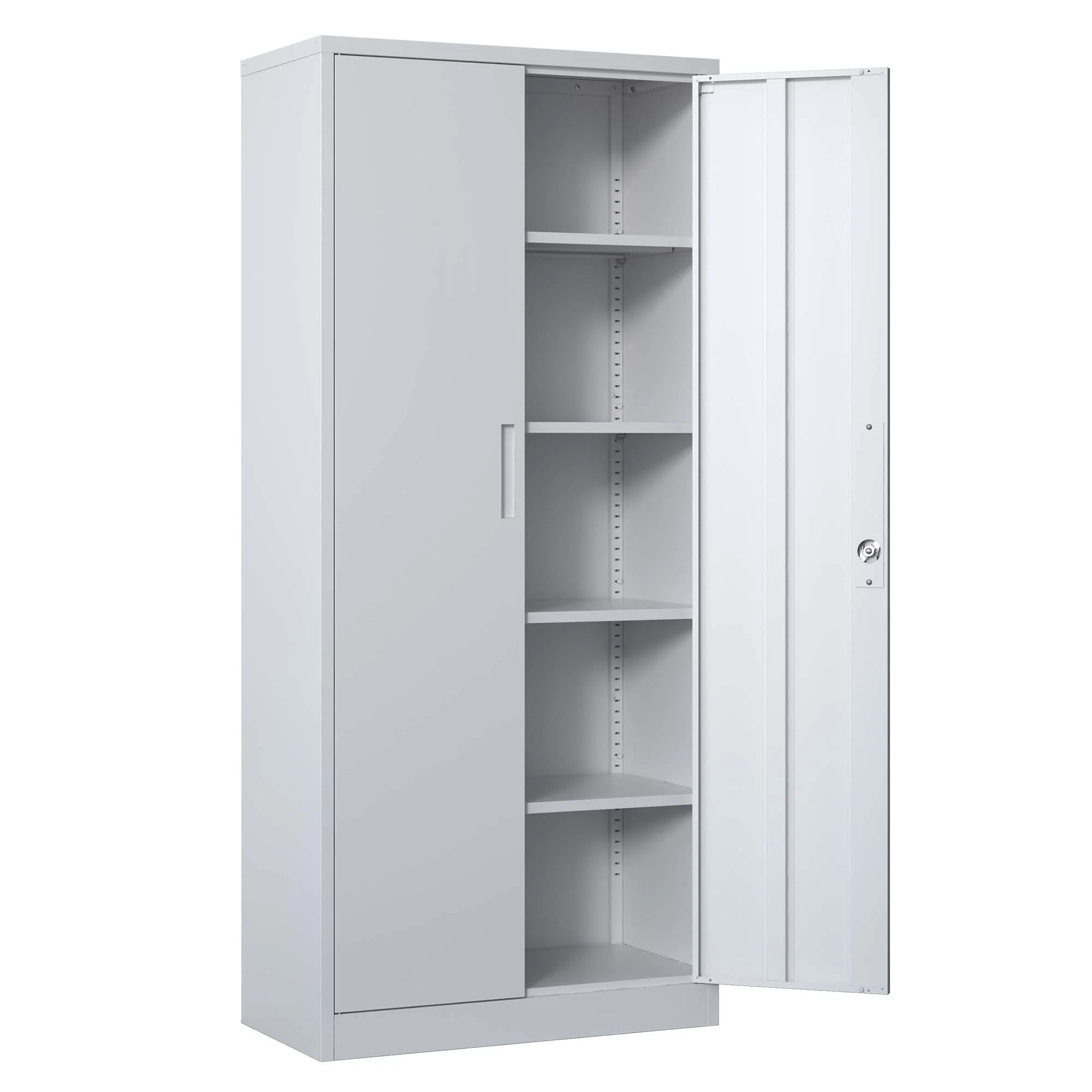 71"H Metal Garage Storage Cabinet, Black Tool Steel Locking Cabinet with Doors and 4 Shelves, Tall Cabinets for Garage Storage Systems Lockable File Cabinet for Home Office, Classroom/Pantry