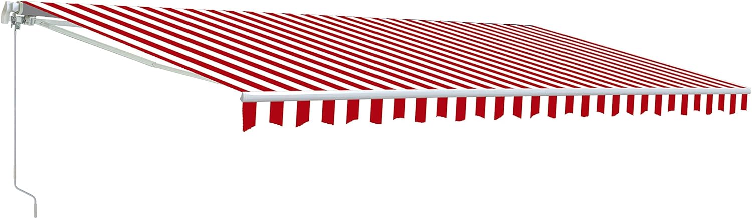 ALEKO Retractable 13x10 Feet Manual White Frame Patio Awning - 100% Polyester Canopy, Cover, Sun Shade, Shelter for Yard, Deck, Balcony - UV Protection &ndash; Black - AW13X10BK81