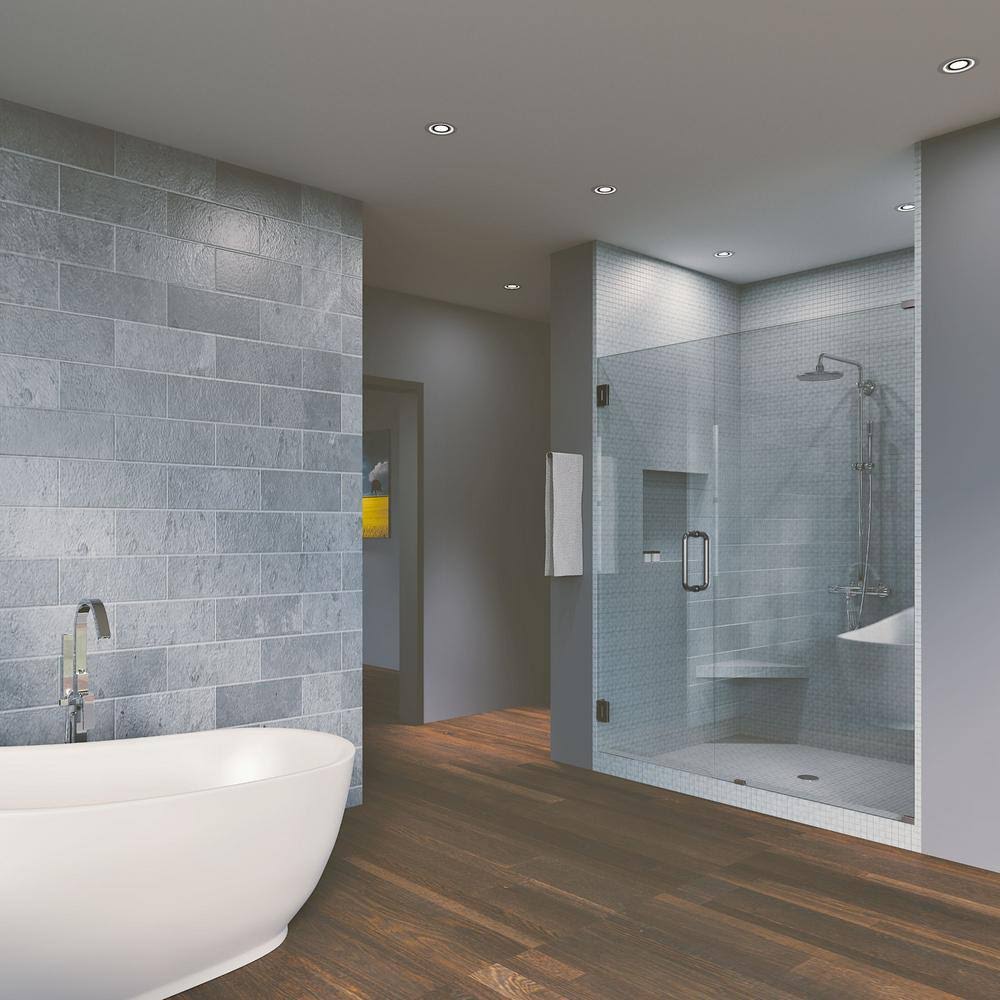 Symphony Shower Doors WF 52.00-D26-B-IGP25.50X76 52x22 x 76x22 Hinged Frameless Shower Door Finish: Brushed Nickel