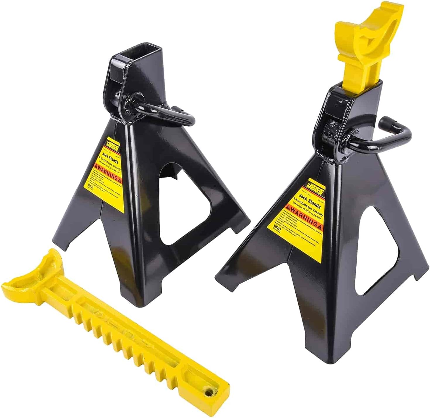 JEGS Jack Stands | 6-Ton Capacity | Adjustable Height From 15 3/4 to 23 1/16 Inches | | High Strength Welded Steel | Sturdy Base With Lever Action Height Adjustment | 1 Pair Per Package