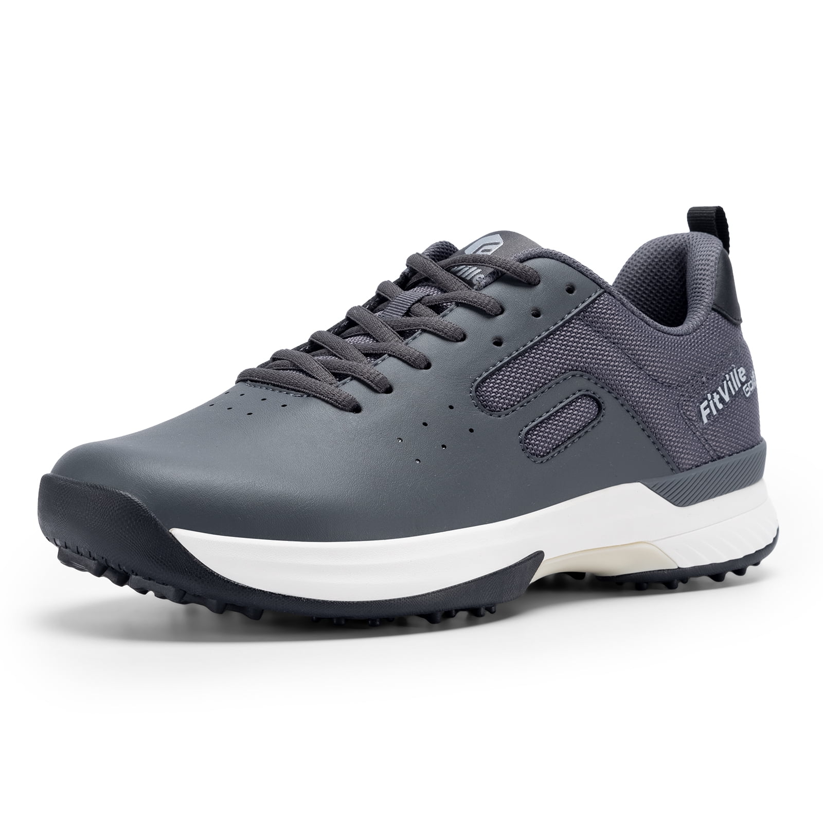 FitVille Professional Mens Golf Shoes Extra Wide Spiked Golf Shoes for Men Waterproof ( Basalt Gray, 14 Wide) - Curated Treasures Market