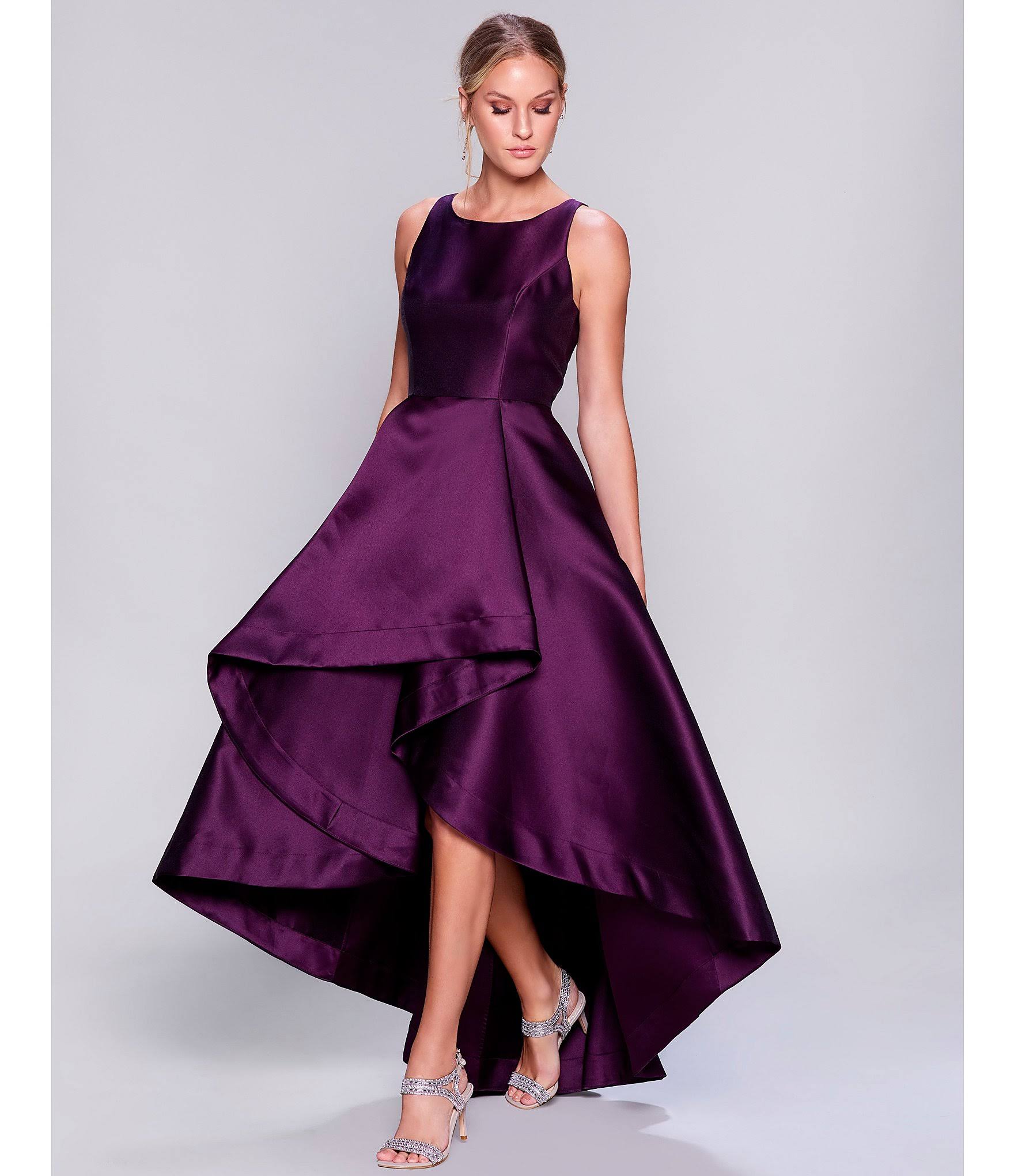 Adrianna-Papell Mikado High-Low Gown Black / 10