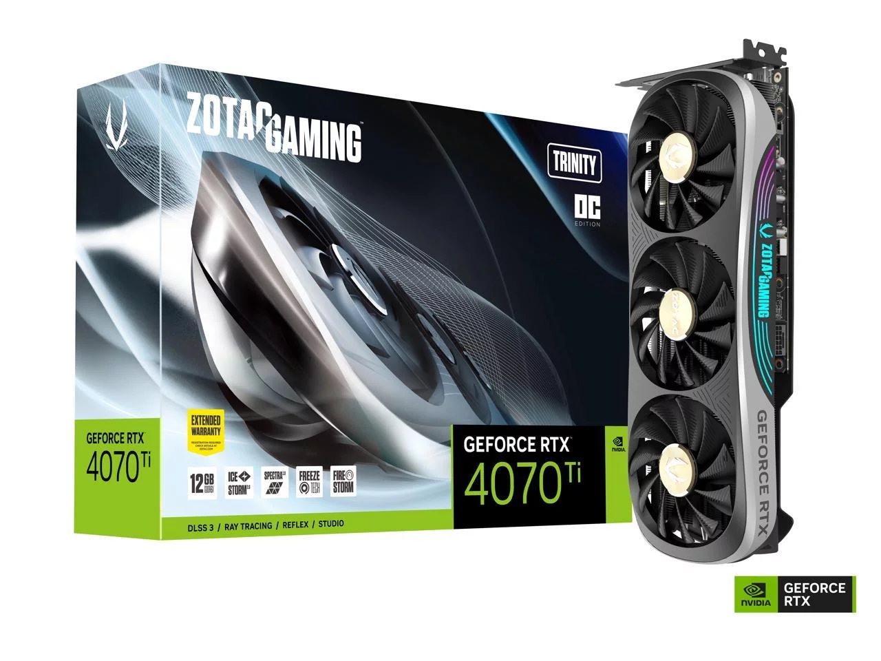 ZOTAC GAMING GeForce RTX 4070 Ti Trinity OC DLSS 3 12GB GDDR6X 192-bit 21 Gbps PCIE 4.0 Gaming Graphics Card, IceStorm 2.0 Advanced Cooling, SPECTRA 2.0 RGB Lighting, ZT-D40710J-10P