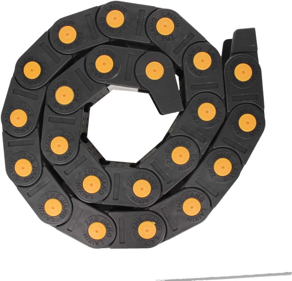 Fielect Drag Chain Cable Carrier Open Type with End Connectors R100 35X100mm 1 Meter Plastic for Electrical CNC Router Machines Black 1Pcs