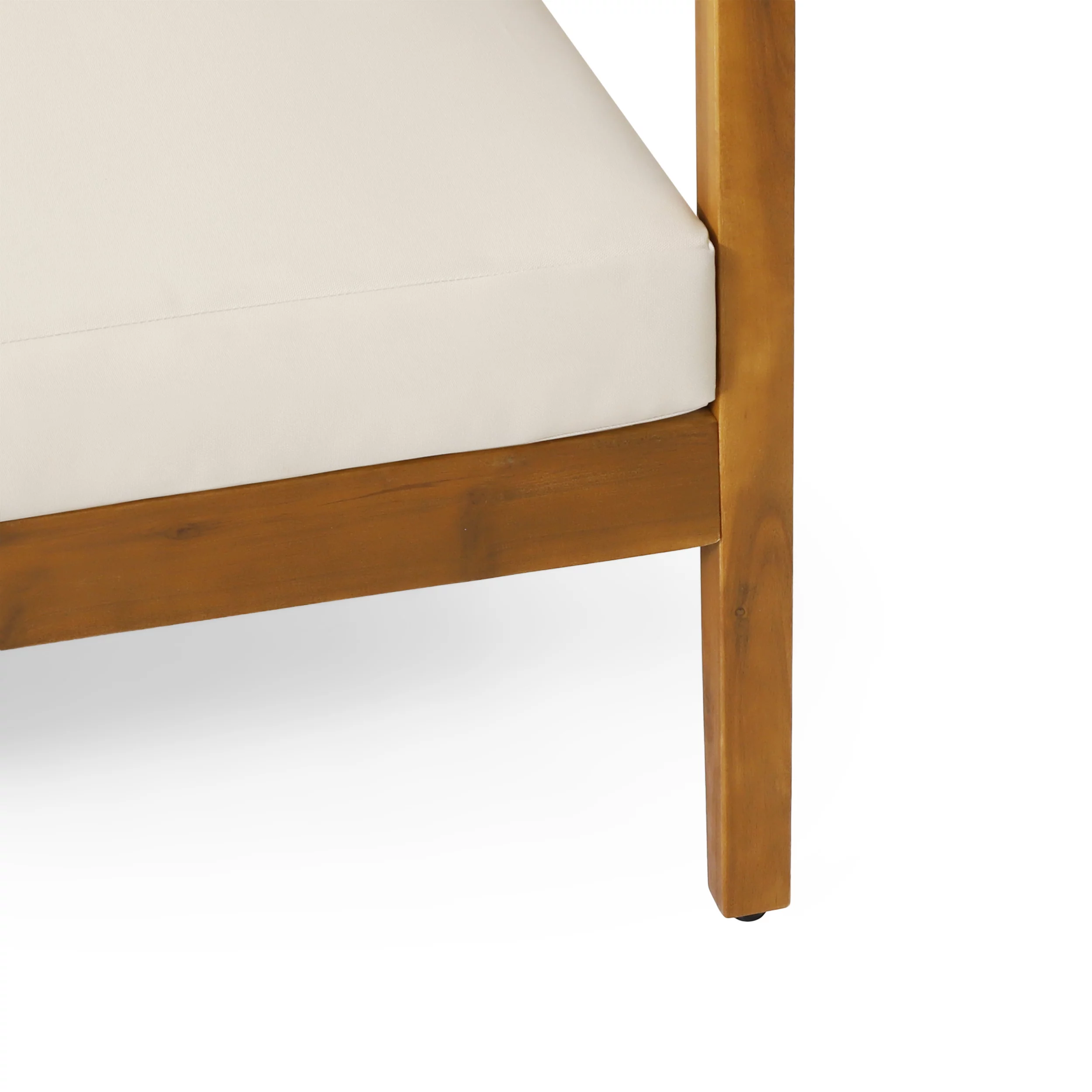 Burrough Acacia Wood Outdoor 3 Seater Sofa with Cushions, Teak and Beige
