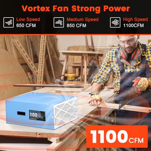 Abestorm Air Filtration System 3-Speed Remote-Controlled (650CFM/850CFM/1100CFM) Built-in Ionizer