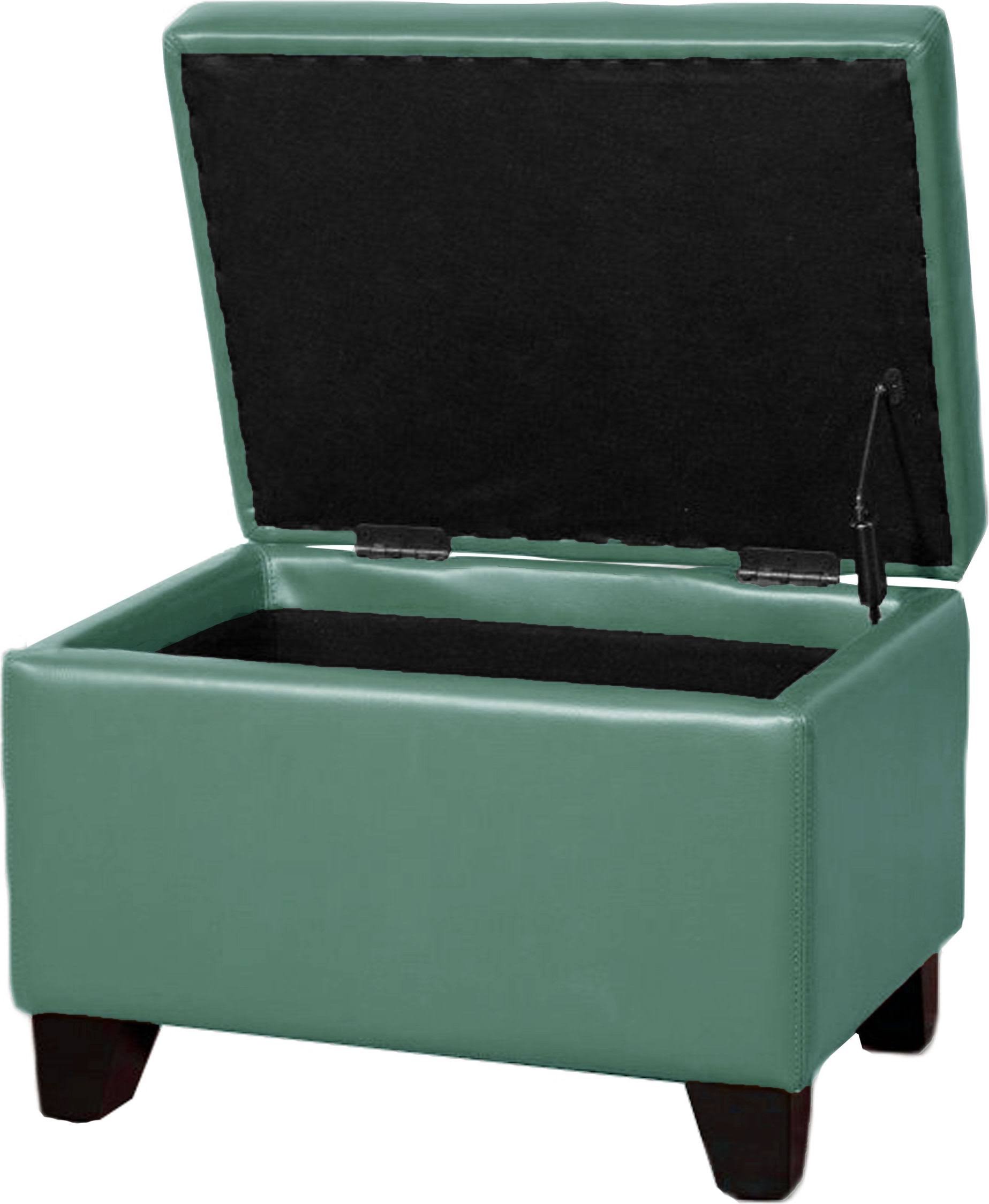 New Pacific Direct Julian Rectangular Bonded Leather Storage Ottoman - Turquoise