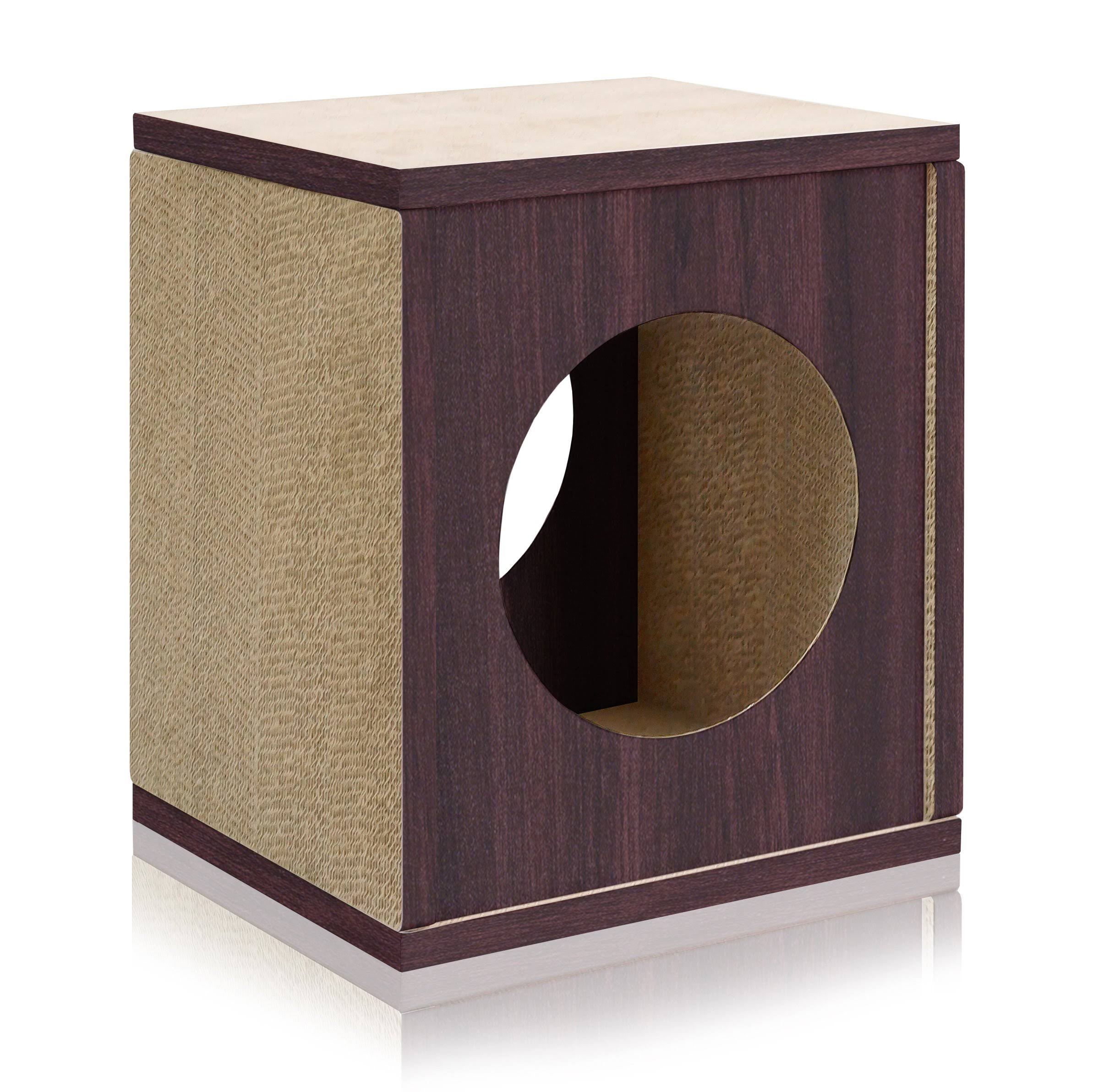 Way Basics Eco Friendly Cat Scratcher Cube House Espresso