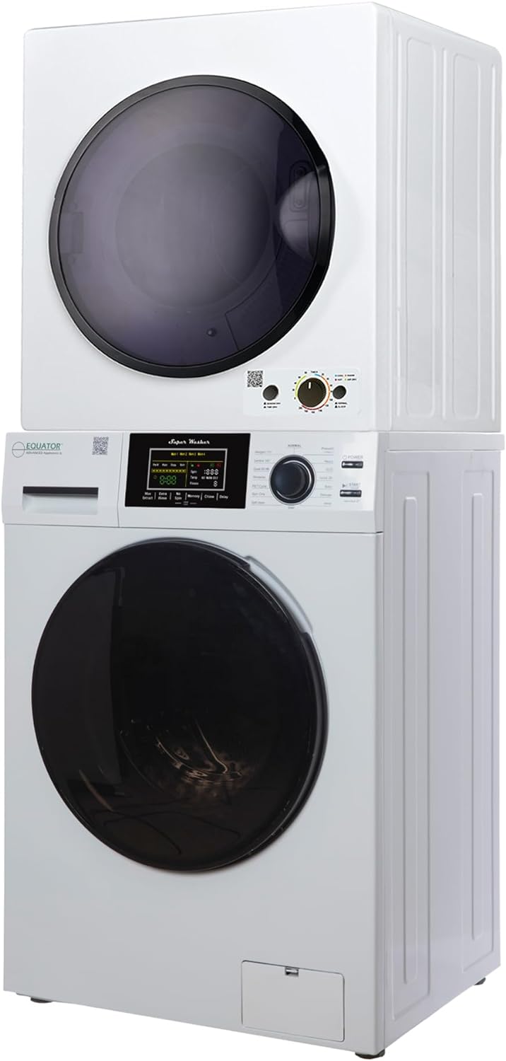 Equator Pet Stackable 13 lbs Washer 1.6cf +3.5cf Vented Sensor Knob Dryer