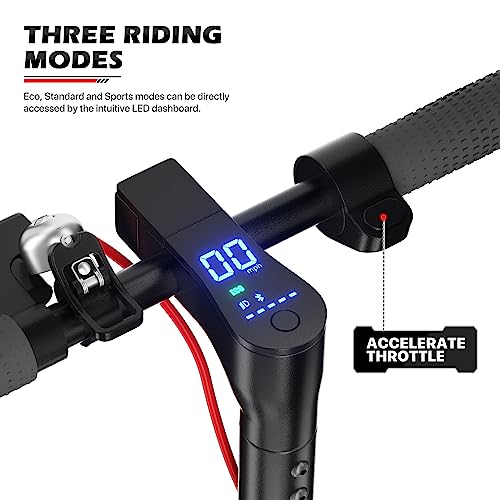 MoNiBloom E-Scooter Electric Kick Scooter w/LED Display and Bluetooth APP, Portable Folding Commuting Scooter for Adults & Teens