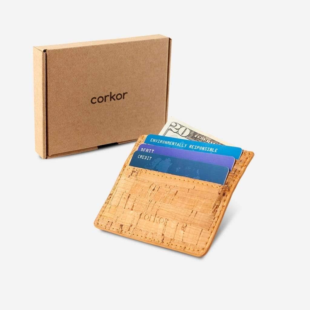 Corkor Vegan Cork Card Case Wallet, Black