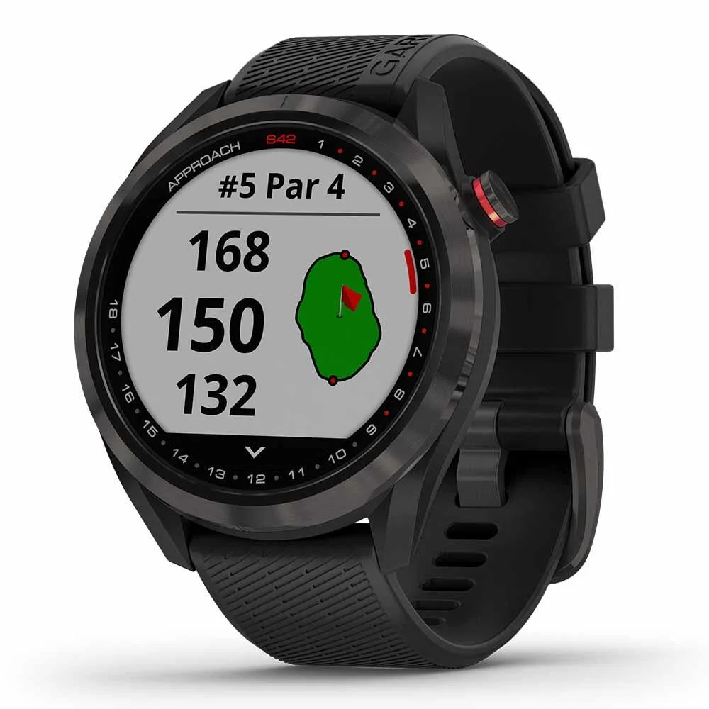 Garmin Approach S42 (Black) Golf GPS Watch Gift Box Bundle with PlayBetter HD Screen Protectors, USB Wall Adapter & Protective Hard Case - Curated Treasures Market
