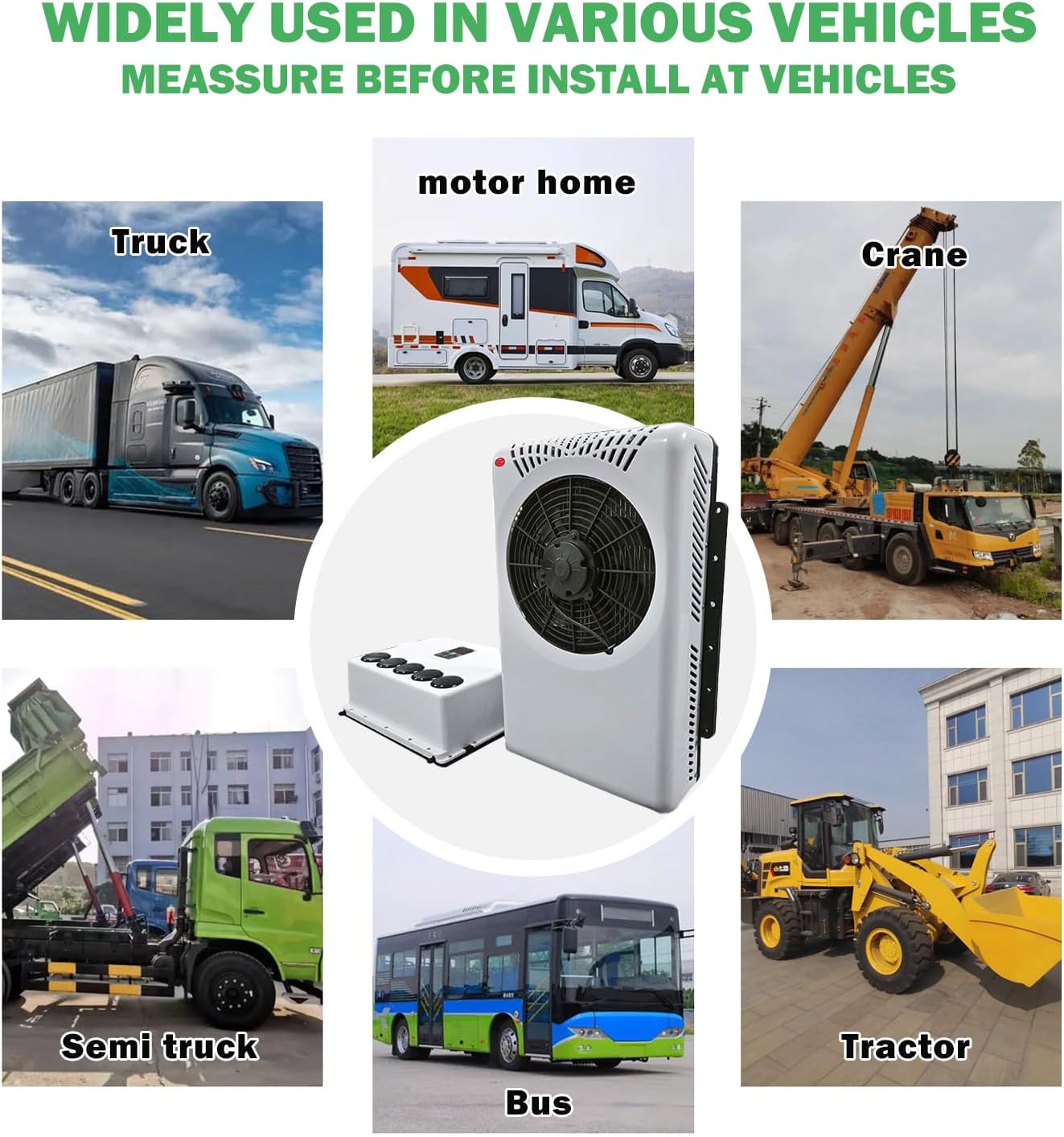 12V Truck DC Air Conditioner 7500 BTU - Treeligo Ultra-thin 12 volt Scroll Compressor A/C unit with for Van Truck RV Motorhome Camper Carriage Seam installed