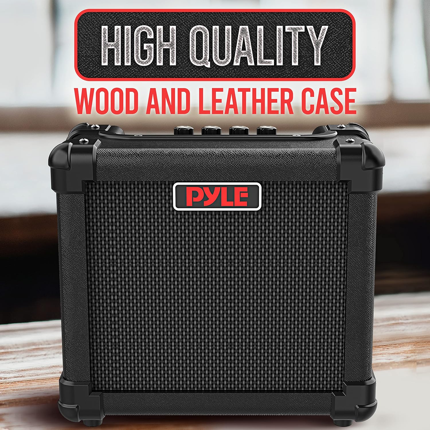 Pyle Mini Electric Guitar Amp - Portable 10 Watt Mini Practice Instrument Amplifier with 5-Inch High Definition Speaker, Volume, Bass, Treble, Distortion, Gain Controls, Headphone Output Jack Pack of 2