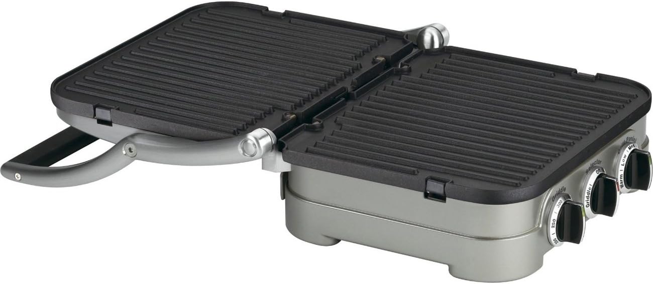 Cuisinart 5-in-1 Grill Griddler Panini Maker Bundle with Waffle Attachment (GR-4N) - Includes Grill and Waffle Plates
