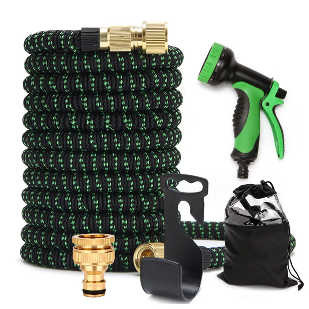 100ft Garden Hose, 4X Stronger Deluxe Flexible  Duty Heavy Expandable Hose (Dark Green) - Curated Treasures Market
