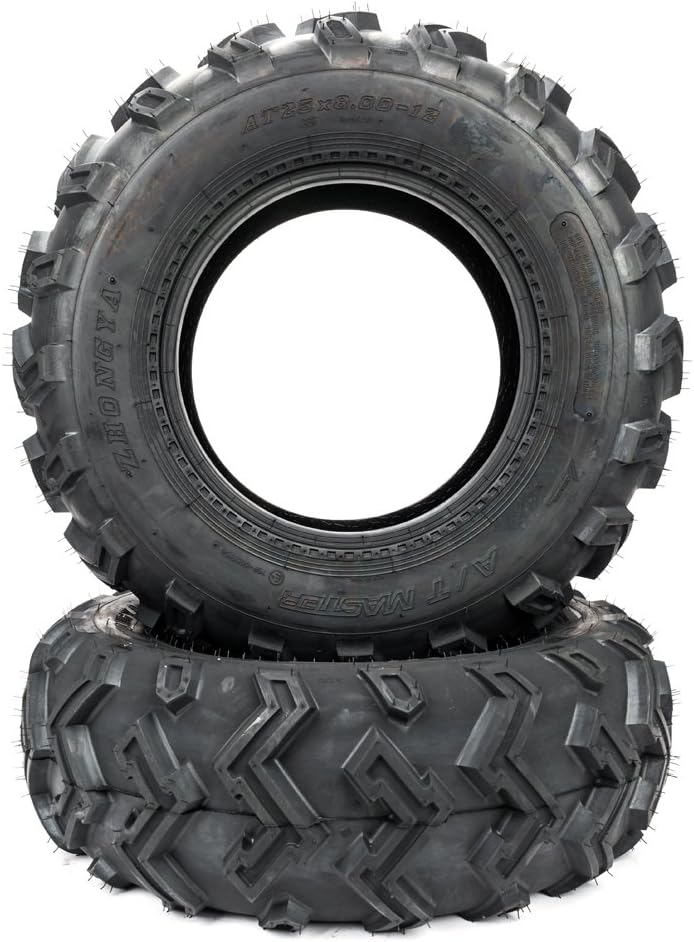 SUNROAD 2PCS 25'' 25x8-12 Front ATV Utility UTV All Trail Tires 25x8x12 6Ply fit 12in Rim