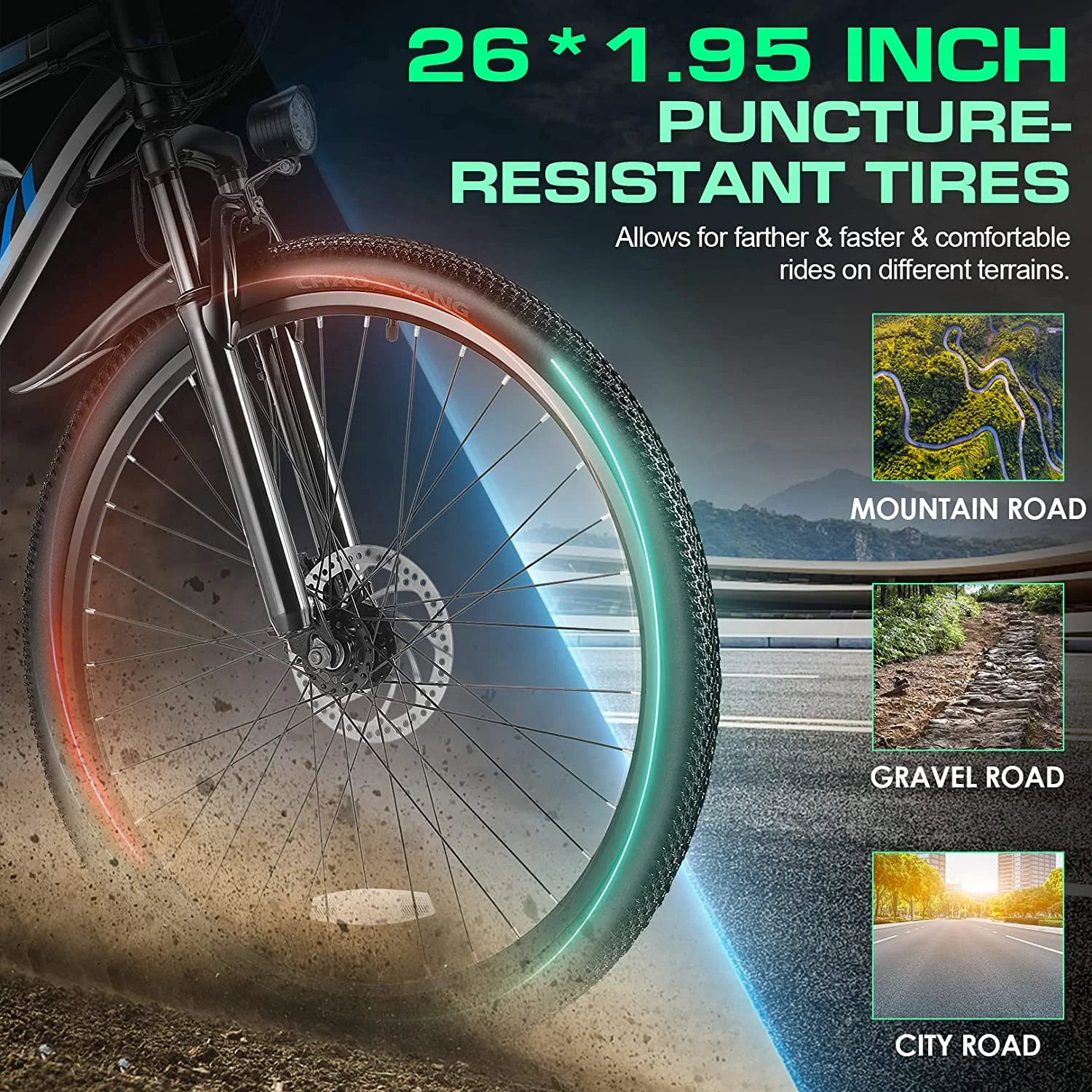 Vivi Electric Bike 26 Adult Electric Mountain Bike 500W Hardtail Electric Commuter Bike 21 Speed with Cruise Control Up to 20MPH & 50Miles