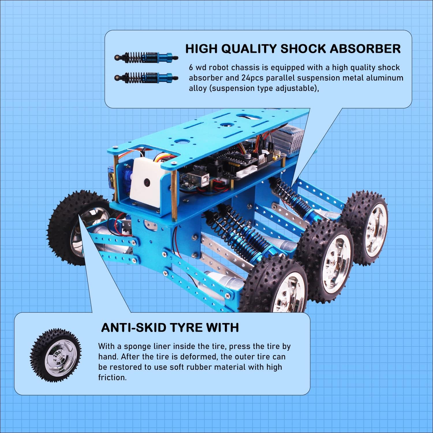 Yahboom Adults Robotic for UNO R3 6WD Robot Kit with Camera DIY Programmable RC Off-Road Car
