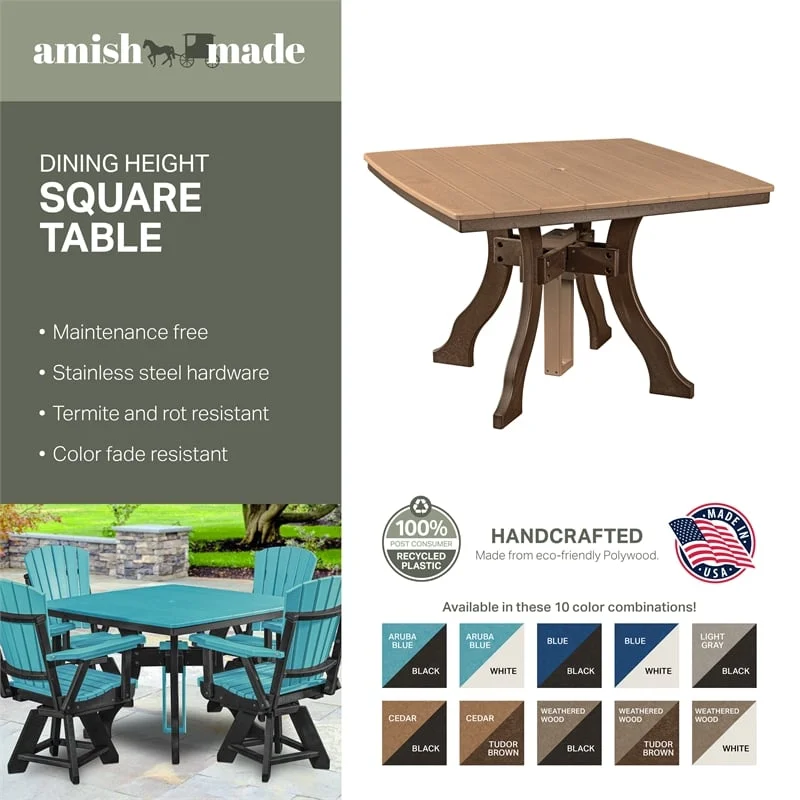 Dining Height Square Table in Cedar/Black