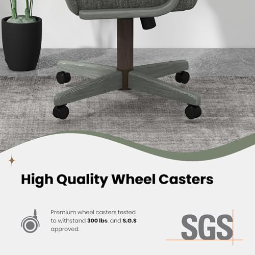 Chromcraft Douglas 6 Set Casual Dining Chairs Classic Swivel Tilt Dinning Chairs with Casters, Wooden Arm Metal Pedestal Base Chairs with Rolling Wheels for Kitchen & Dining Room
