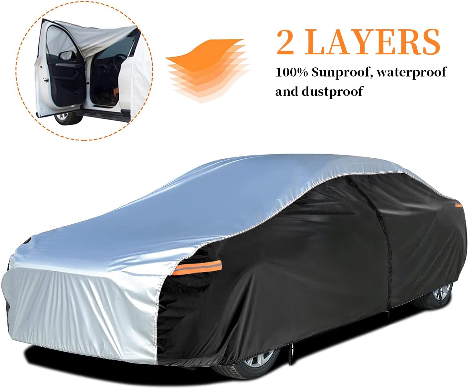 XicBoom SUV Car Cover 6 Layers, Waterproof All Weather Car Cover with Zipper Door, Indoor/Outdoor Full Cover, Sun Rain Snow UV Protection with Cotton, Fit SUV Jeep-Length ( 190 to 200 )